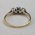 British vintage jewelry triple diamond 9ct gold ring ring